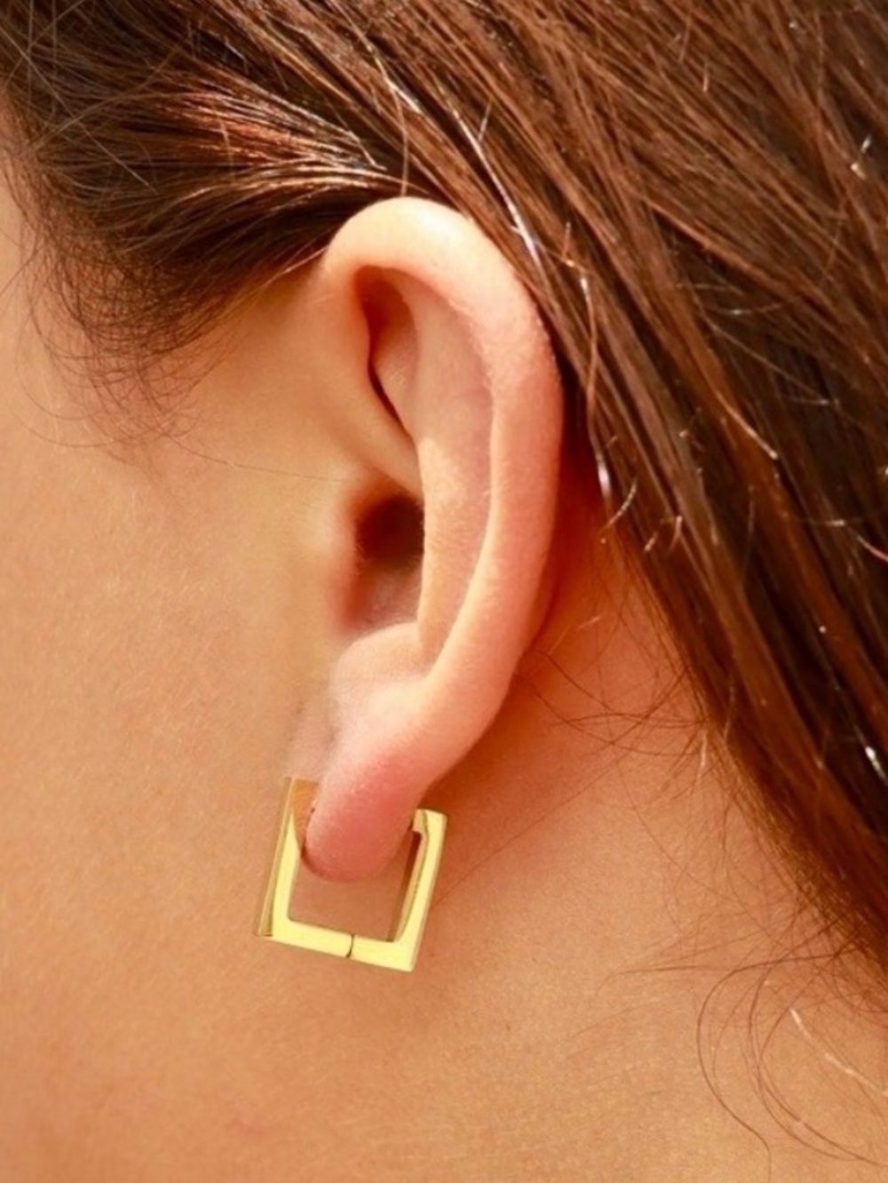 14k Gold-Filled Square Hoop Earrings - Picture 4 of 4
